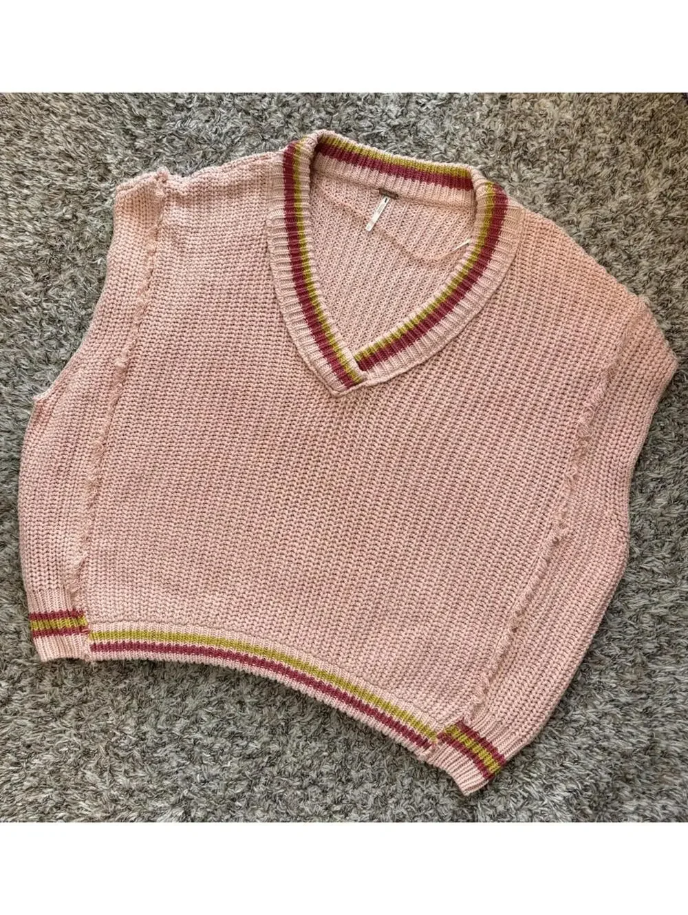 Free People Clyde Oversized Slouchy Sweater Vest Knit Coral Pink Women's Size XS - Picture 5 of 11